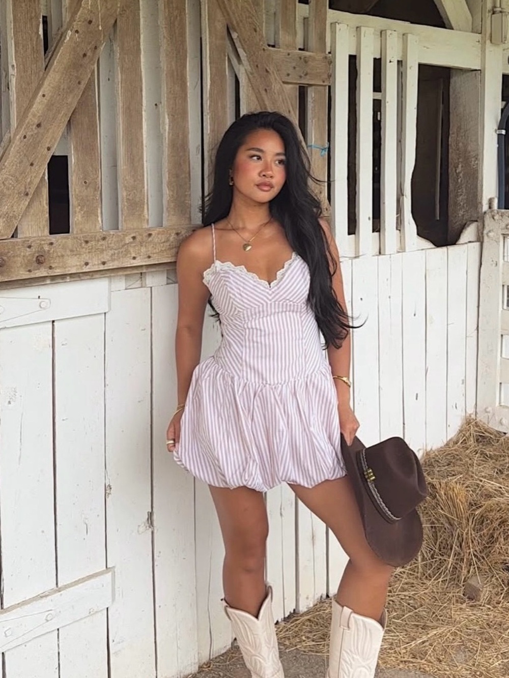 Striped Spaghetti-Strap Mini Dress